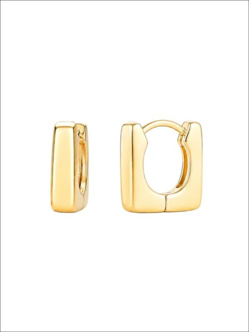 Square Gold Plated Huggie Hoop Earrings Geometric Rectangle Medium